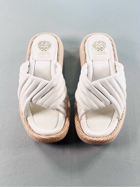 Vince Camuto Off-White Quilted Espadrille Slide